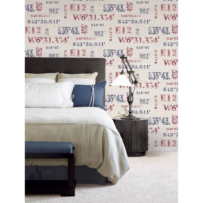 Galerie Wallcoverings Deauville 2 Naval Coordinates Print Non-woven Matte Wallpaper Roll