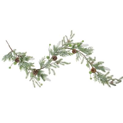 5' X 10" Frosted Pine and Pine Cone Christmas Garland - Unlit