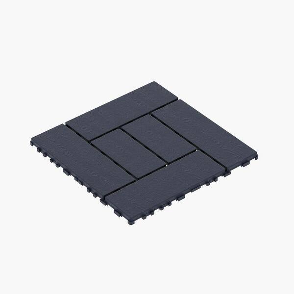 1 ft. x 1 ft. 4-Slate Composite Deck Tile in Dark Gray for Outdoor Flooring All Weather Use (44 Per Box)