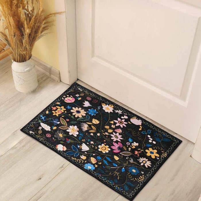Nature Floral Non-Slip Machine Washable Colorful Modern Area Rug