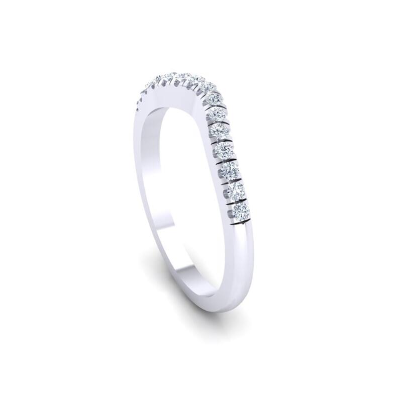 Auriya 14k White Gold 1/4ctw Contoured Chevron Diamond Wedding Band