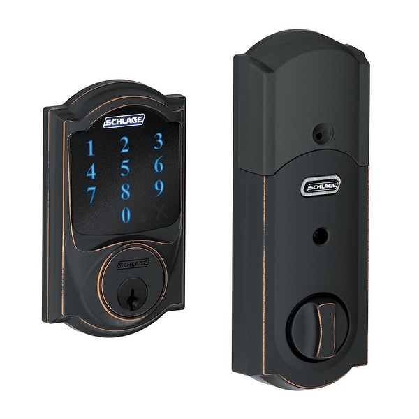 Schlage BE469NX-CAMRF Manufacturer Refurbished Connect Camelot Touchscreen Deadbolt with Built-in Alarm and Z-Wave Technology