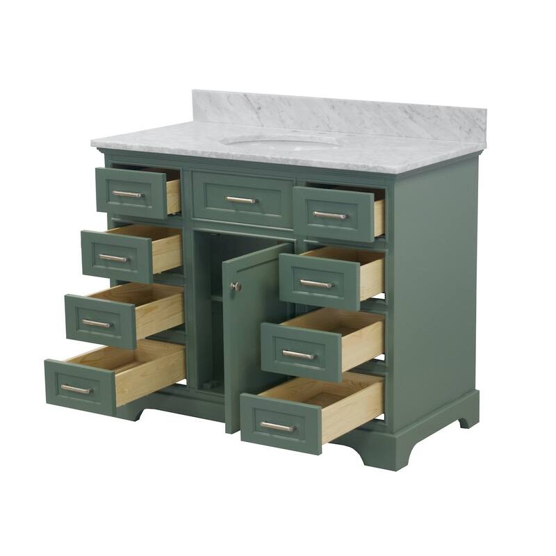 KitchenBathCollection Aria 42" Bathroom Vanity with Carrara Marble Top