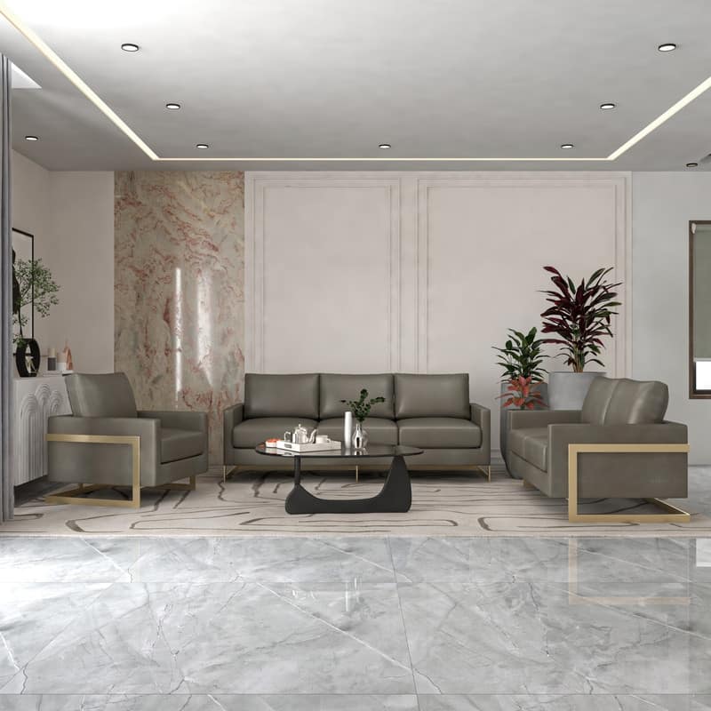 Lincoln Modern 2-Seater Leather Plush Cushion Loveseat in Metal Frame for Living Room Small Spaces Home Office