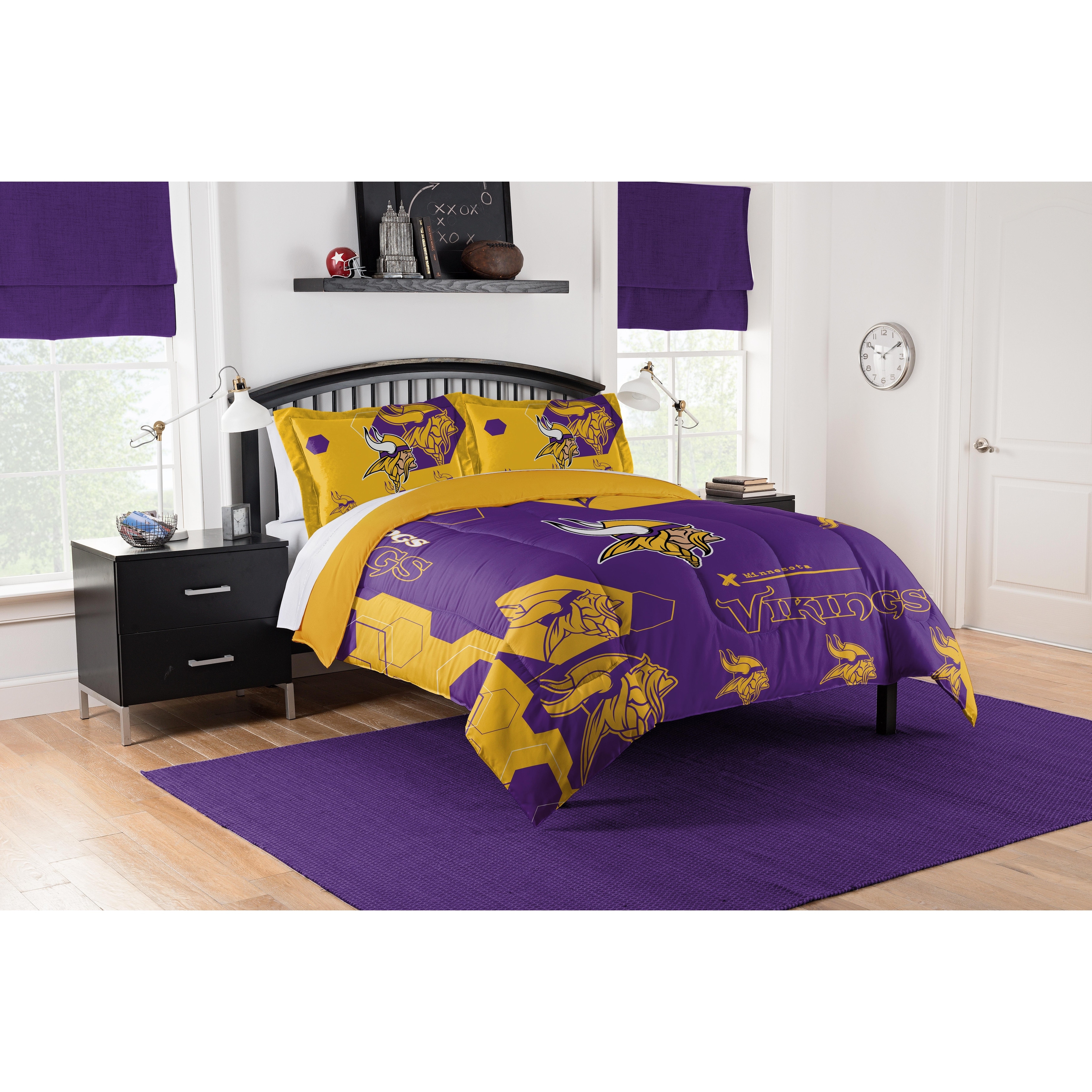 Minnesota Vikings Bedding Set 3PCS Quilt Duvet Cover Pillowcases Comforter  Cover