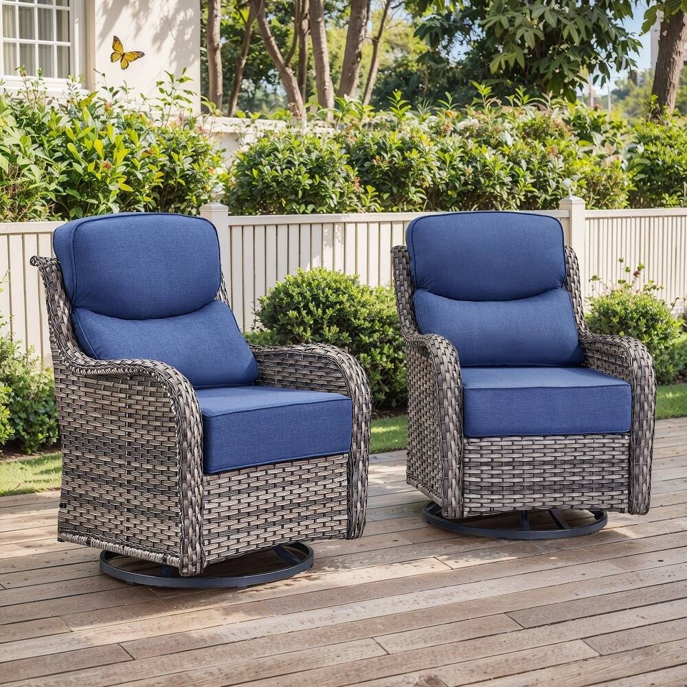 Outdoor Swivel Wicker Patio Chairs Set of 2