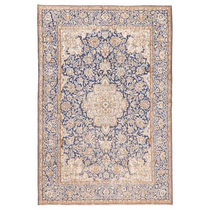 ECARPETGALLERY Hand-knotted Antalya Vintage Navy Wool Rug - 6'9 x 10'1