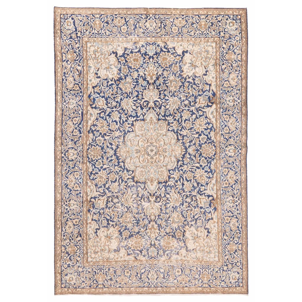 ECARPETGALLERY Hand-knotted Antalya Vintage Navy Wool Rug - 6'9 x 10'1