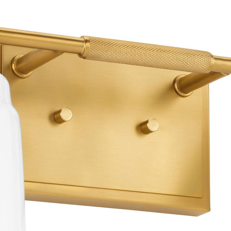 Spenser Collection Two-Light Brushed Gold Industrial Vanity Light - 15.62 in x 5.5 in x 7.62 in