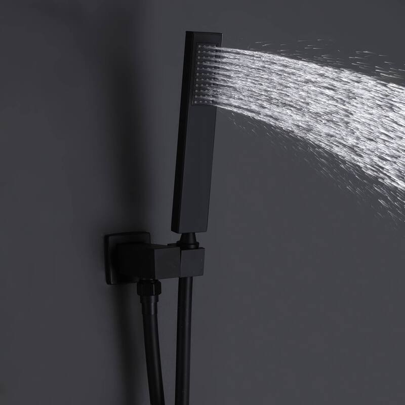 Wall Mount Tub Shower Faucet Set With Pressure Balance Valve 10 Inch Rainfall Head Shower System With Handheld Shower Combo Set