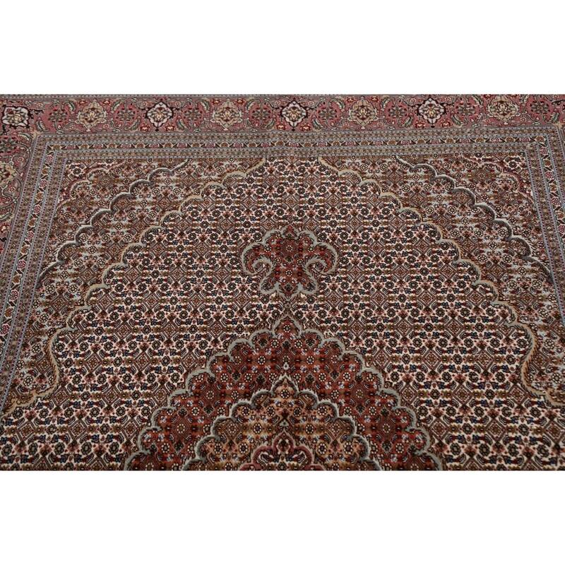Wool/ Silk Vegetable Dye Tabriz Mahi Persian Area Rug Handmade Carpet - 5'0" x 6'9"