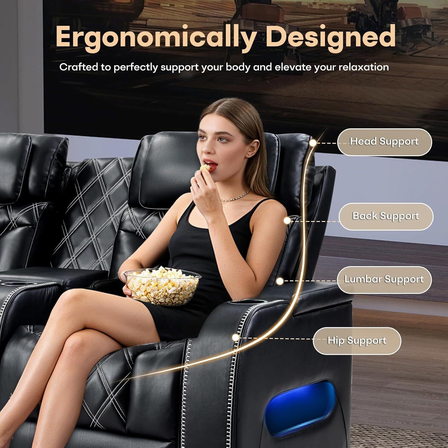 Power Recliner Chair with Adjustable Headrest, Breathable PU