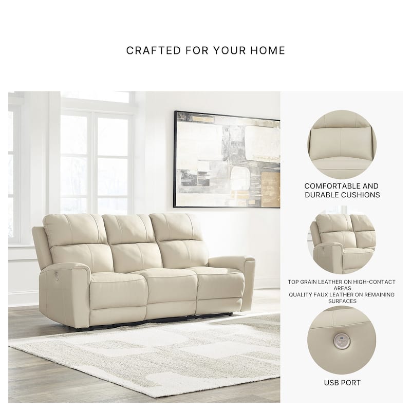 Signature Design by Ashley Dahlmoore Beige Power Reclining Sofa - 87" W x 42" D x 40" H