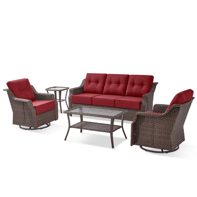 Pocassy Wicker Sofa Chair Set for Garden