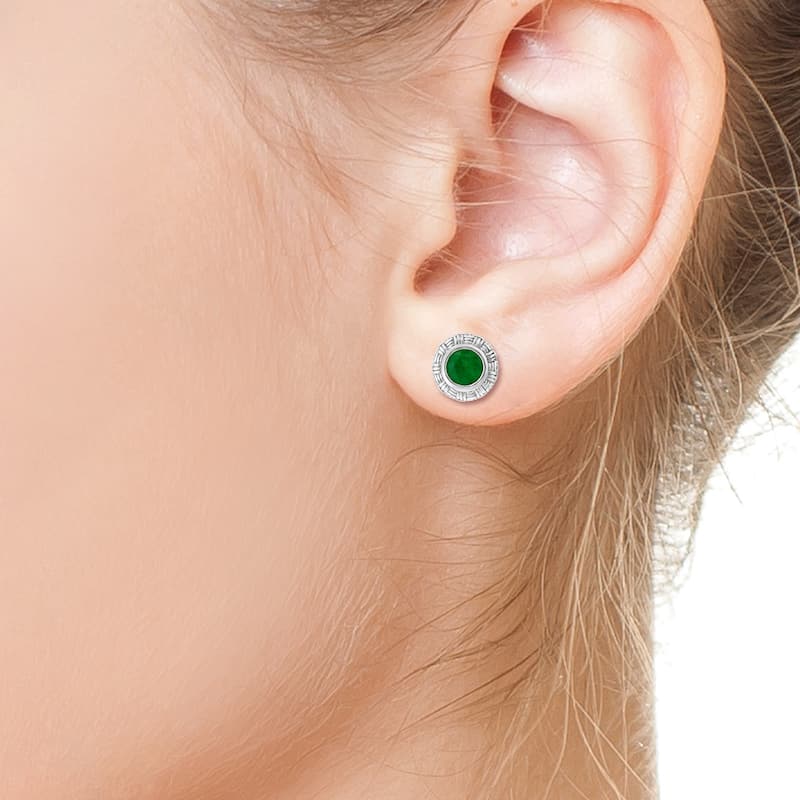 EFFY 925 Silver Emerald Stud Earrings