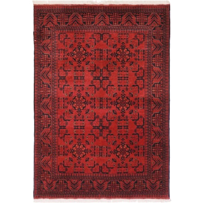 Rustic Biljik Khal Mohammadi Joy Red/Black Rug - 4'2'' x 6'4''