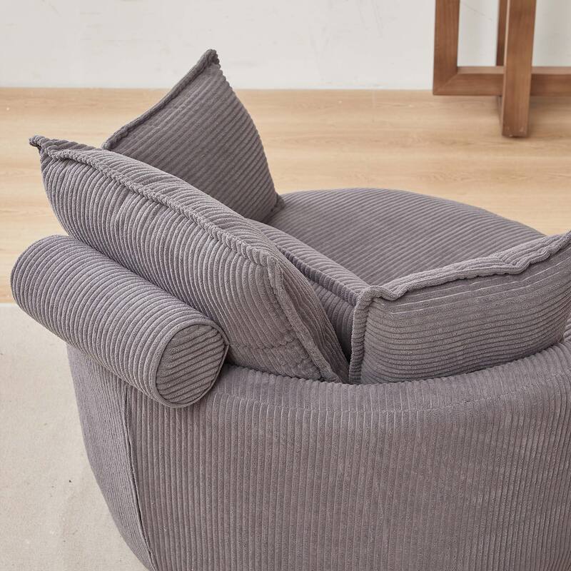 Swivel Chair with Moon Storage Ottoman for Living Room