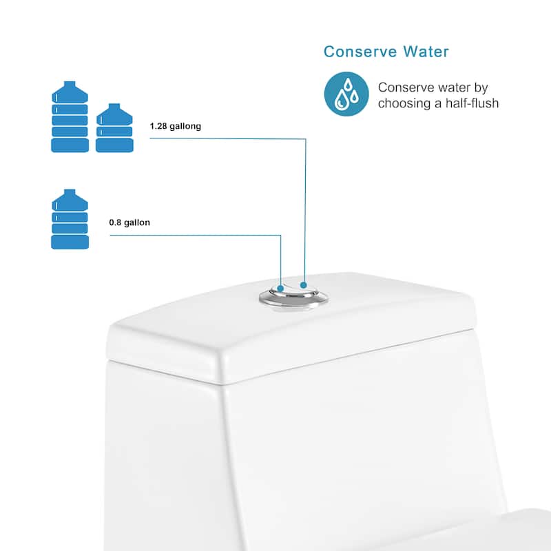 HOROW 1 Piece Dual Flush Elongated Toilet White 0.8 1.28 GPF Seat Included - N/A