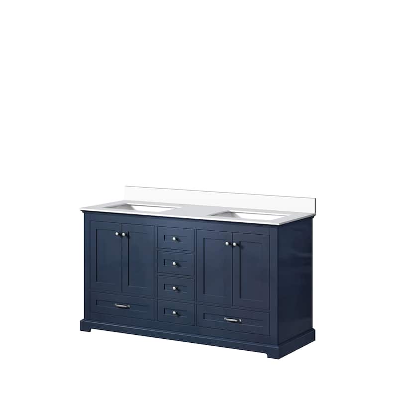 Dukes 60 in. W x 22 in. D White Double Bath Vanity and Cultured Marble Top