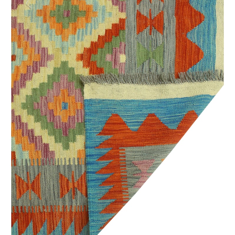 Sangat Flatweave Batcha Red/Blue Rug - 4'10" x 6'3"