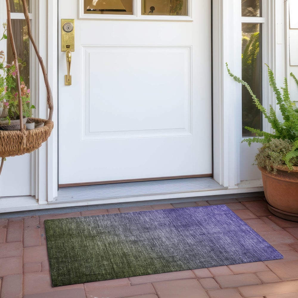 Machine Washable Indoor/ Outdoor Modern Ombre Chantille Rug