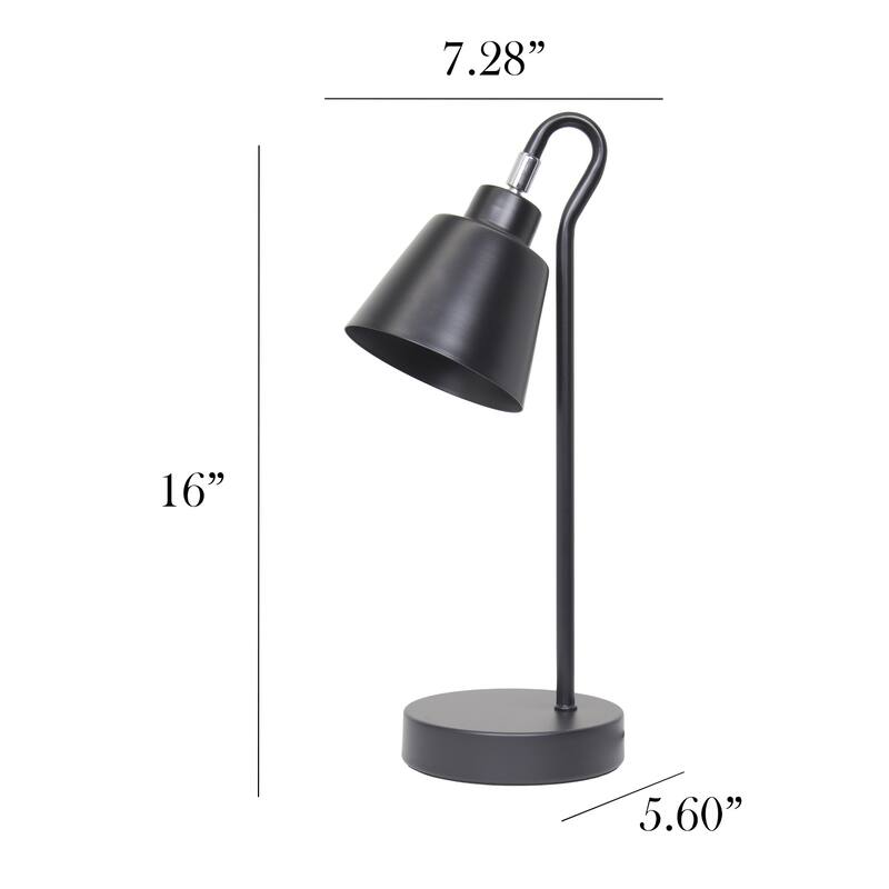 Looped Neck Desk Lamp with Adjustable Cone Shade - 16" - Black