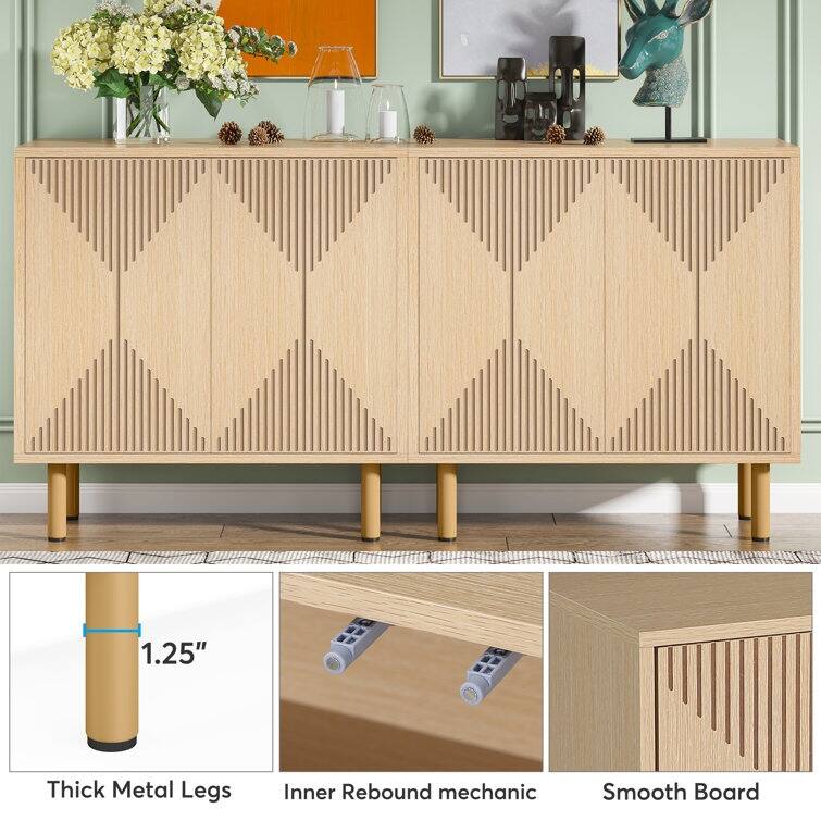 White Sideboard Buffet Set, Modern Sideboard Storage Cabinet with Door