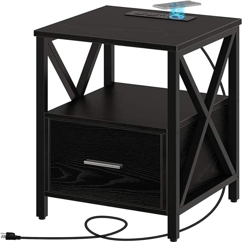 Nightstand with Power Outlet and USB Ports