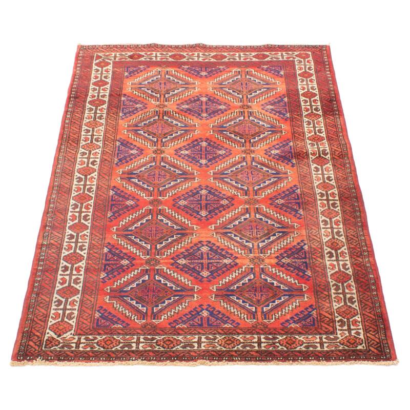 ECARPETGALLERY Hand-knotted Baluch Red Wool Rug - 3'11 x 6'11