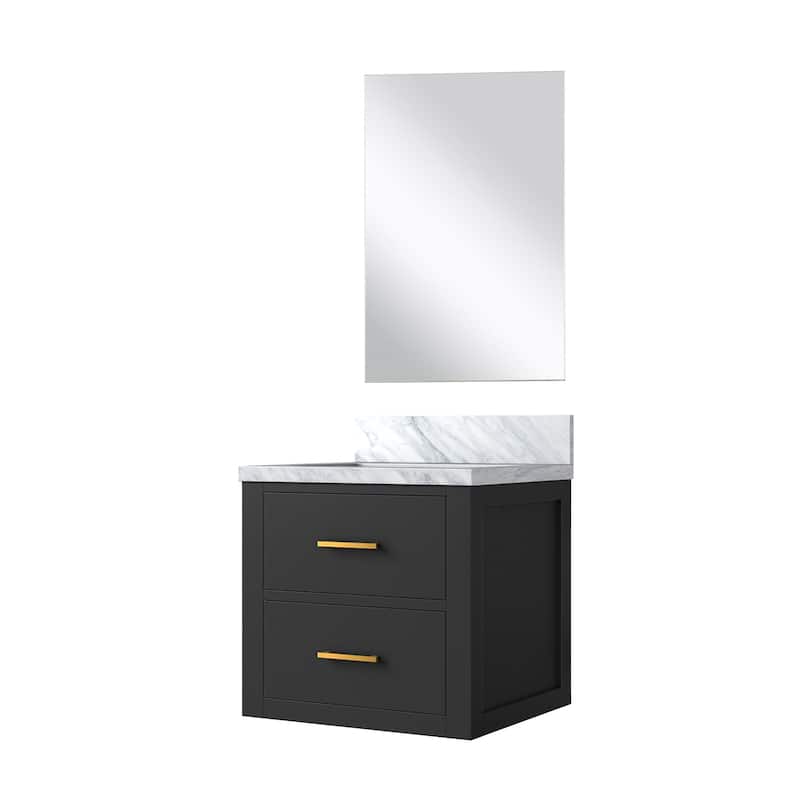 Black Single Bathroom Vanity 20" W x 18" D with Acrylic Top, Soft Close Storage Cabinet, and 18" Mirror Included