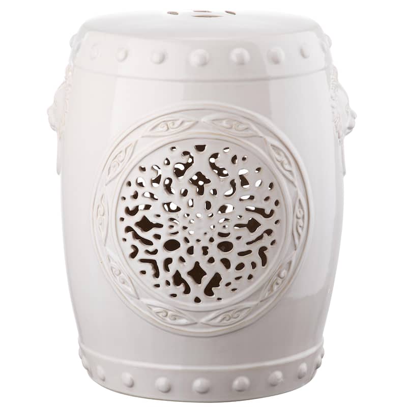 SAFAVIEH Faye White Ceramic Decorative Garden Stool