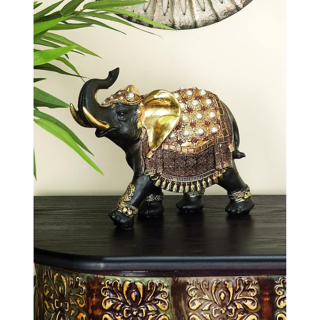 Brown Polystone Handmade Elephant Decorative Sculpture