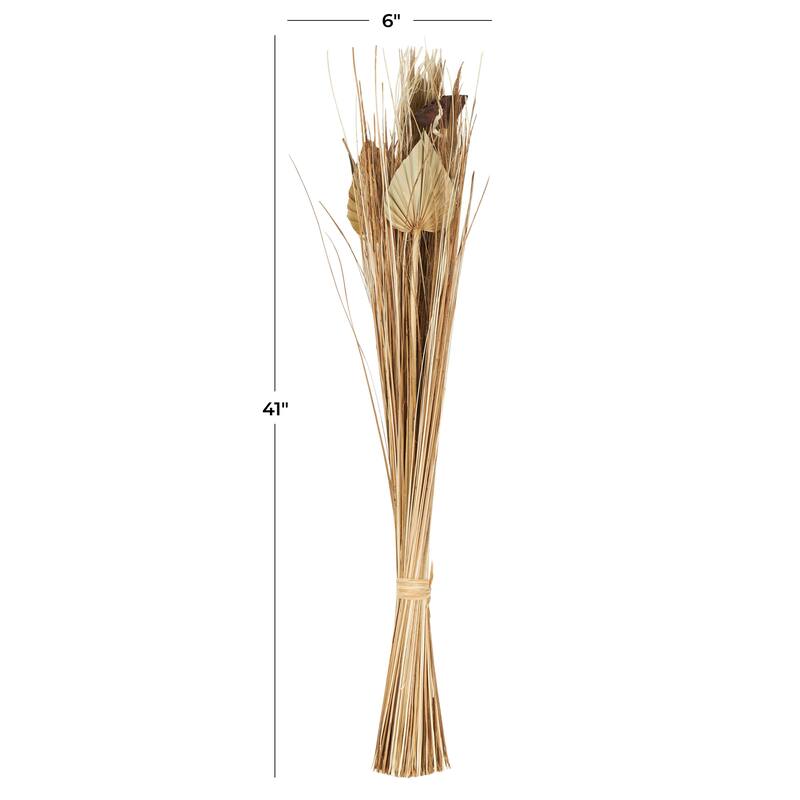 Dried Plant Pampas Grass Home Decor Natural Foliage with Fan Palm Leaves - Brown - Roche River Decor