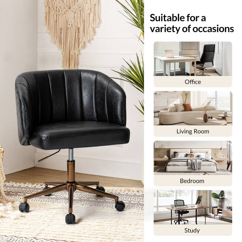 Gia Mid-century Modern Vegan Leather Ergonomic Office Chair by HULALA HOME