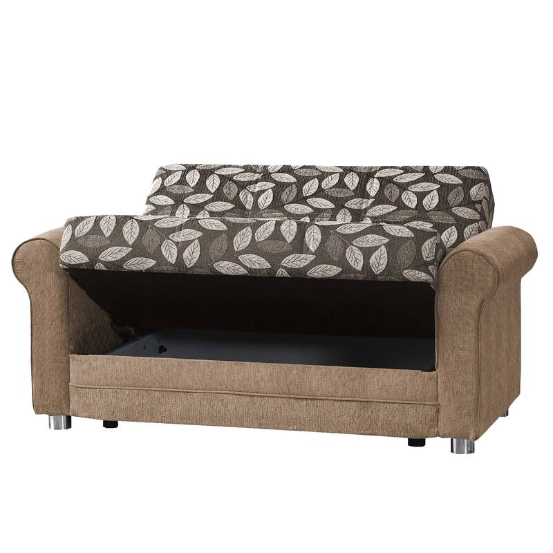 Collection Upholstered Convertible Loveseat With Storage - Beige,Brown Multi