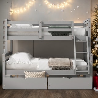 Twin Over Full Bunk Bed with Ladder & Storage Drawers - Bed Bath ...