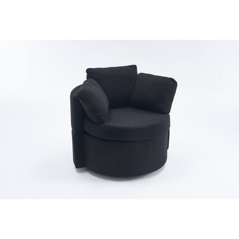 31.5" Swivel Barrel Chair with Storage