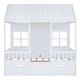 preview thumbnail 3 of 8, Full Size Playhouse Platform Bed with Trundle,Solid Wood House Shaped Bed Frame with Window and Roof,White