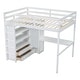 preview thumbnail 6 of 16, Full Size Wood Loft Bed with Built-in Wardrobe, Desk, Storage Shelves and Drawers, White