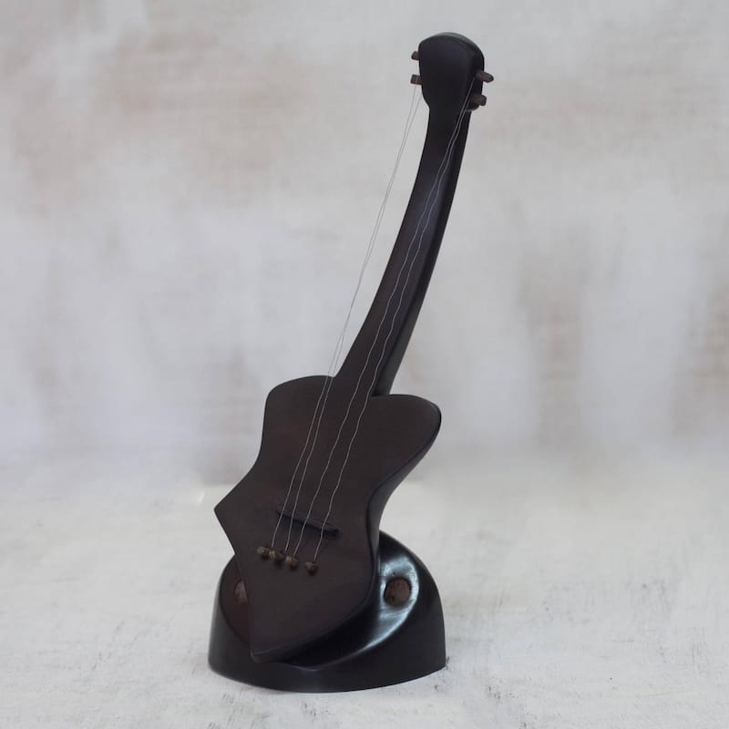 Novica Handmade Wonderful Guitar Wood Sculpture