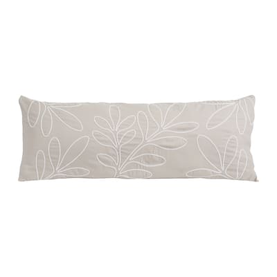 Boho Botanical Leaf Body Pillow Case (Pillow Not Included) Ivory Cream Beige Tan Taupe Linen Woodland Farmhouse Floral Bohemian