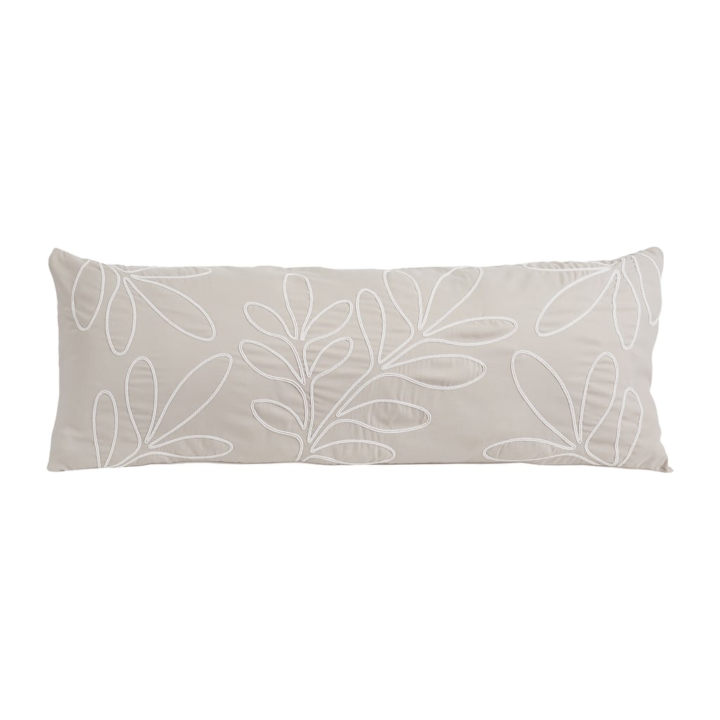 Boho Botanical Leaf Body Pillow Case (Pillow Not Included) Ivory Cream Beige Tan Taupe Linen Woodland Farmhouse Floral Bohemian