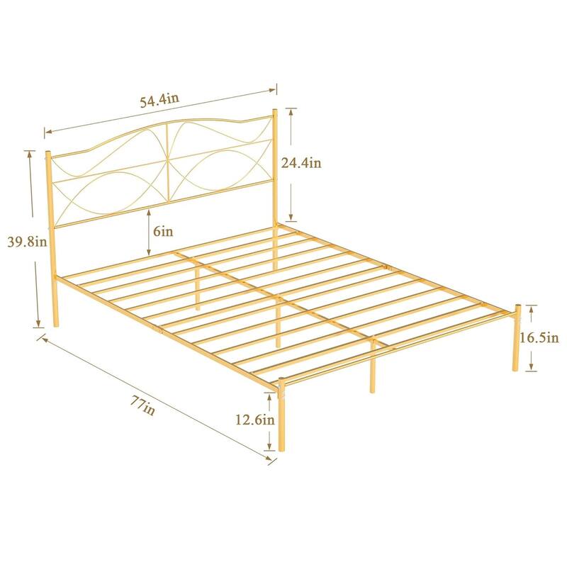 VECELO Metal Platform Bed Frame with Curved Headboard and Under-Bed Storage-No Box Spring Needed, Twin/Full/Queen Size