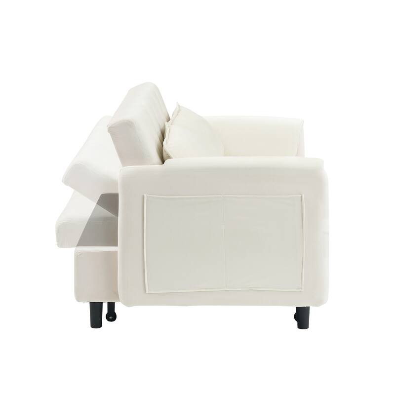 Modern Velvet Sofa, Sofa Pullout Bed, Small Love Seat Casual Sofa With Back, Pillow, Pockets, 3 In 1 Convertible Sleep Sofa Bed