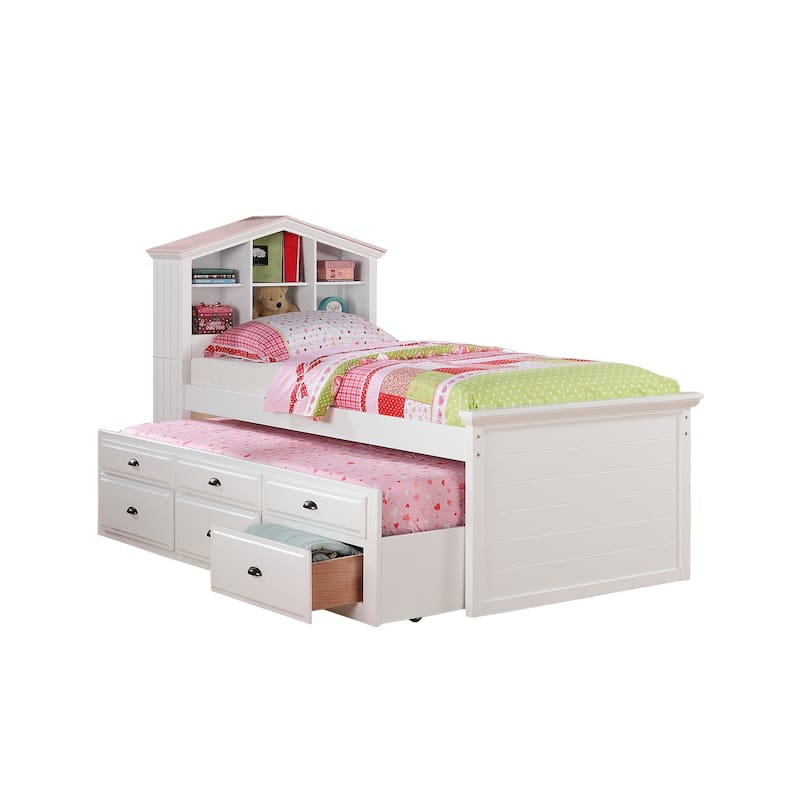 Wood Twin Size Storage Bed Whit Trundle