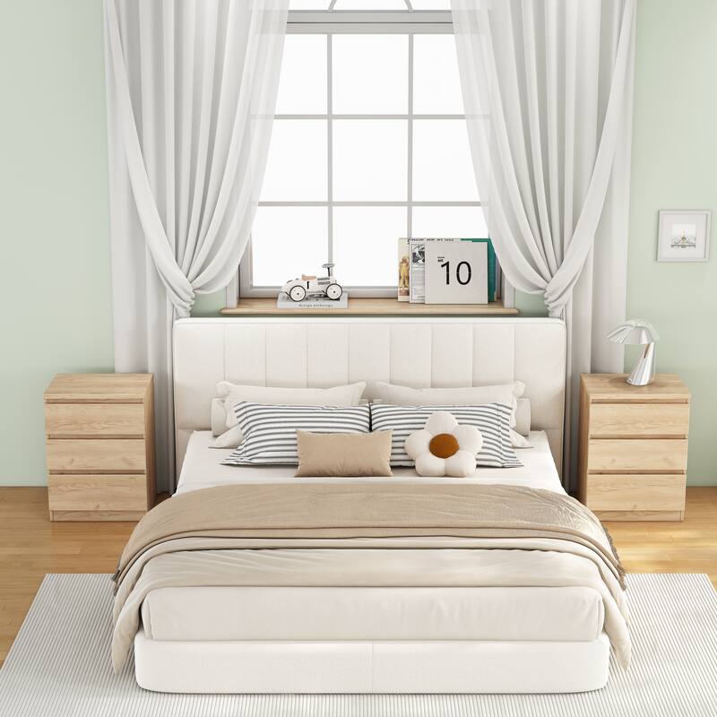 19.7-Inch Nightstand with 3 Drawers, Beside Table with Drawers Handle Free Design,Thickened Top Plate,for Bedroom,Living Room