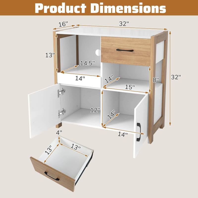 Costway Kitchen Storage Cabinet with Drawer, Pull-Out Shelf and 2 - See Details