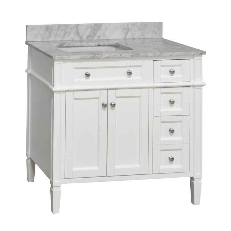 KitchenBathCollection Hailey 36" Bathroom Vanity with Carrara Marble Top