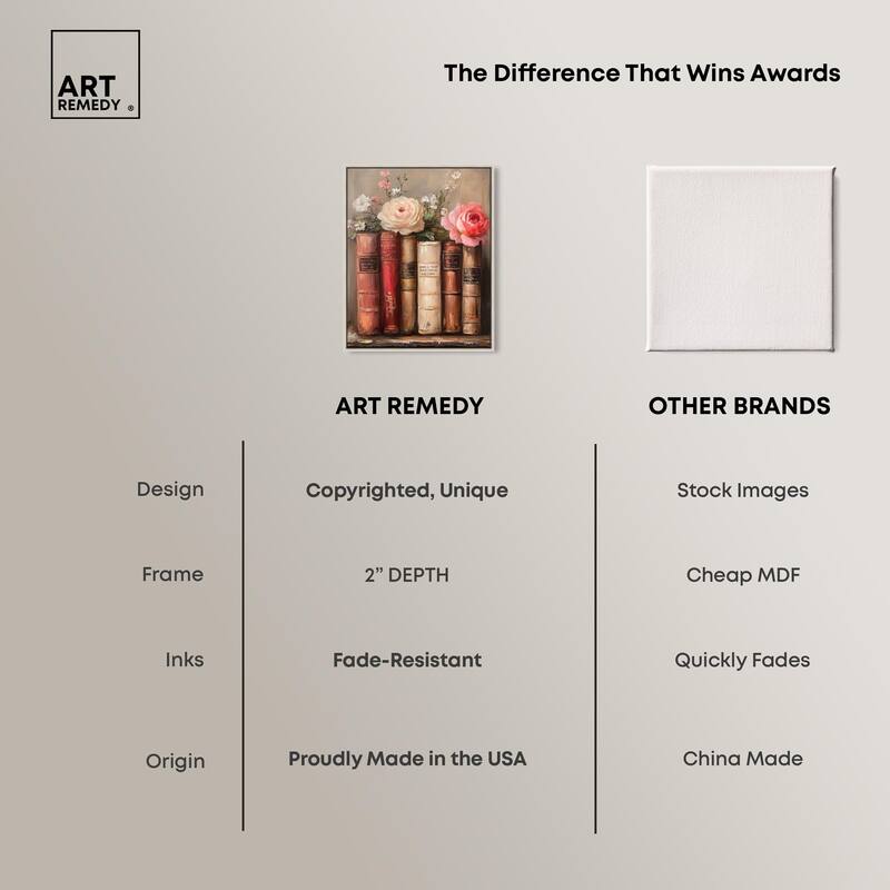 Bookshelf Bouquet III Canvas by Art Remedy