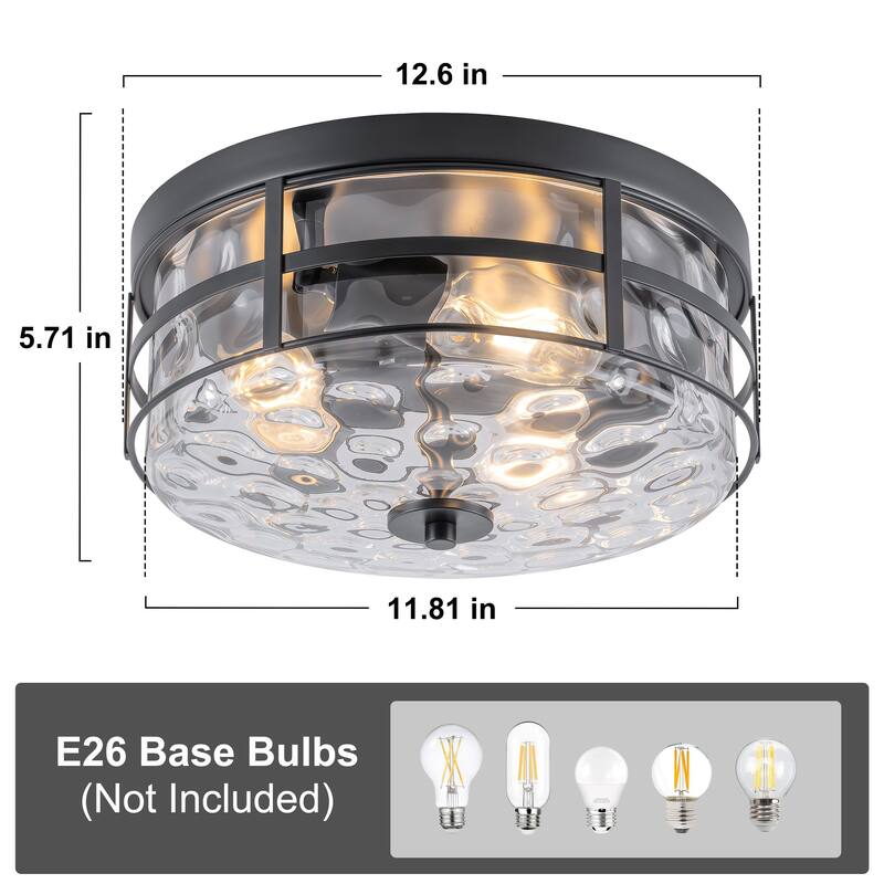 Starsky 3-Light Modern Clear Hammered Glass Flush Mount